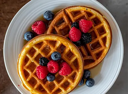 NuCicer chickpea waffles with berries